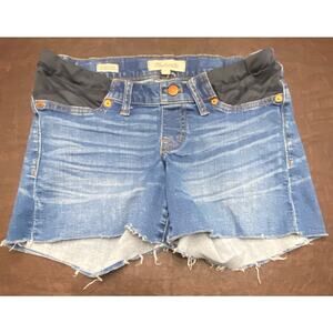 Madewell Maternity High Rise Denim Cutoff Short Elastic Adjustable Waist Size 27